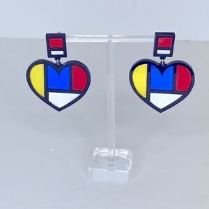 NEW…Red/Blue/Multi-colored heart shaped earrings OS (one size) from RESET-CLOSET